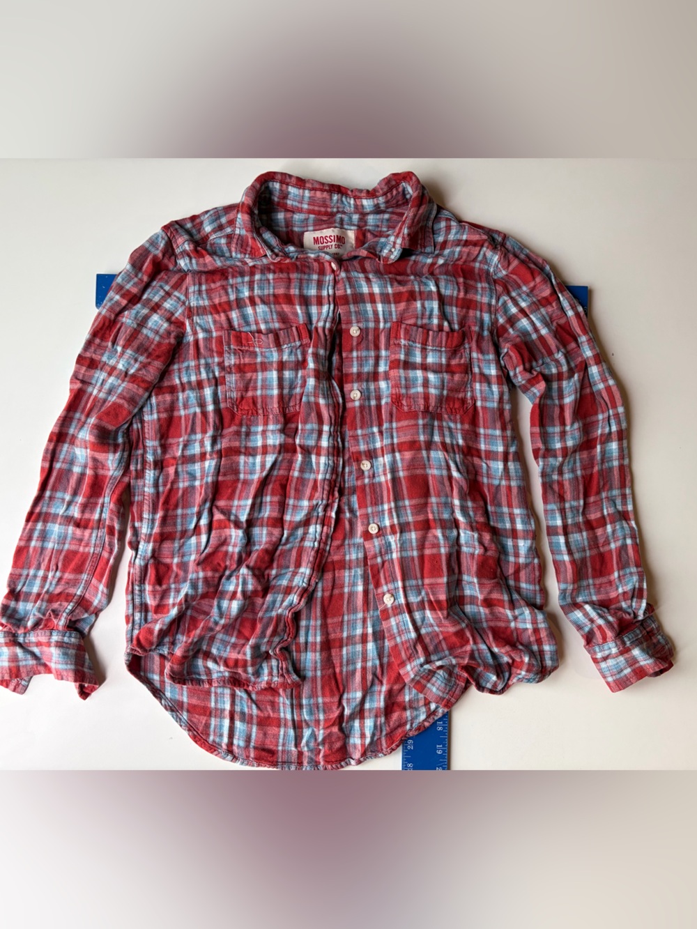 Mossimo Supply Co. Red and Light Blue Plaid Button-Down Shirt